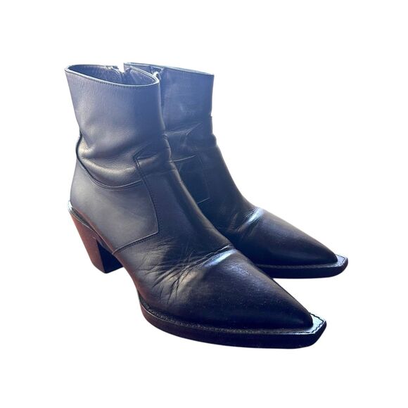 THE KOOPLES Heeled Leather Cowboy Booties Black Sz 39 - Picture 2 of 6
